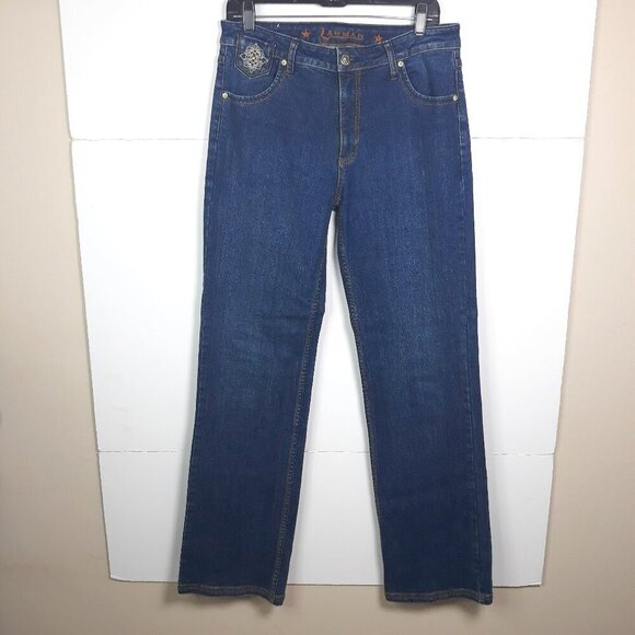 Lawman Embroidered Studded Straight Jeans 11x33 (Missy 8) Western Rodeo Ranch - Picture 1 of 10